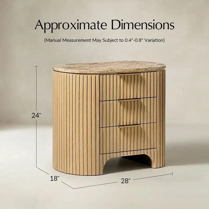 Fluted Marble Top Nightstand