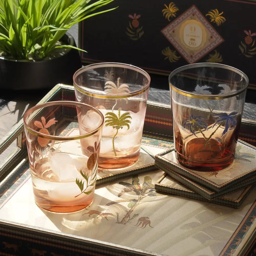 Multicolor Printed Drinking Glass Set