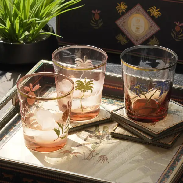 Multicolor Printed Drinking Glass Set