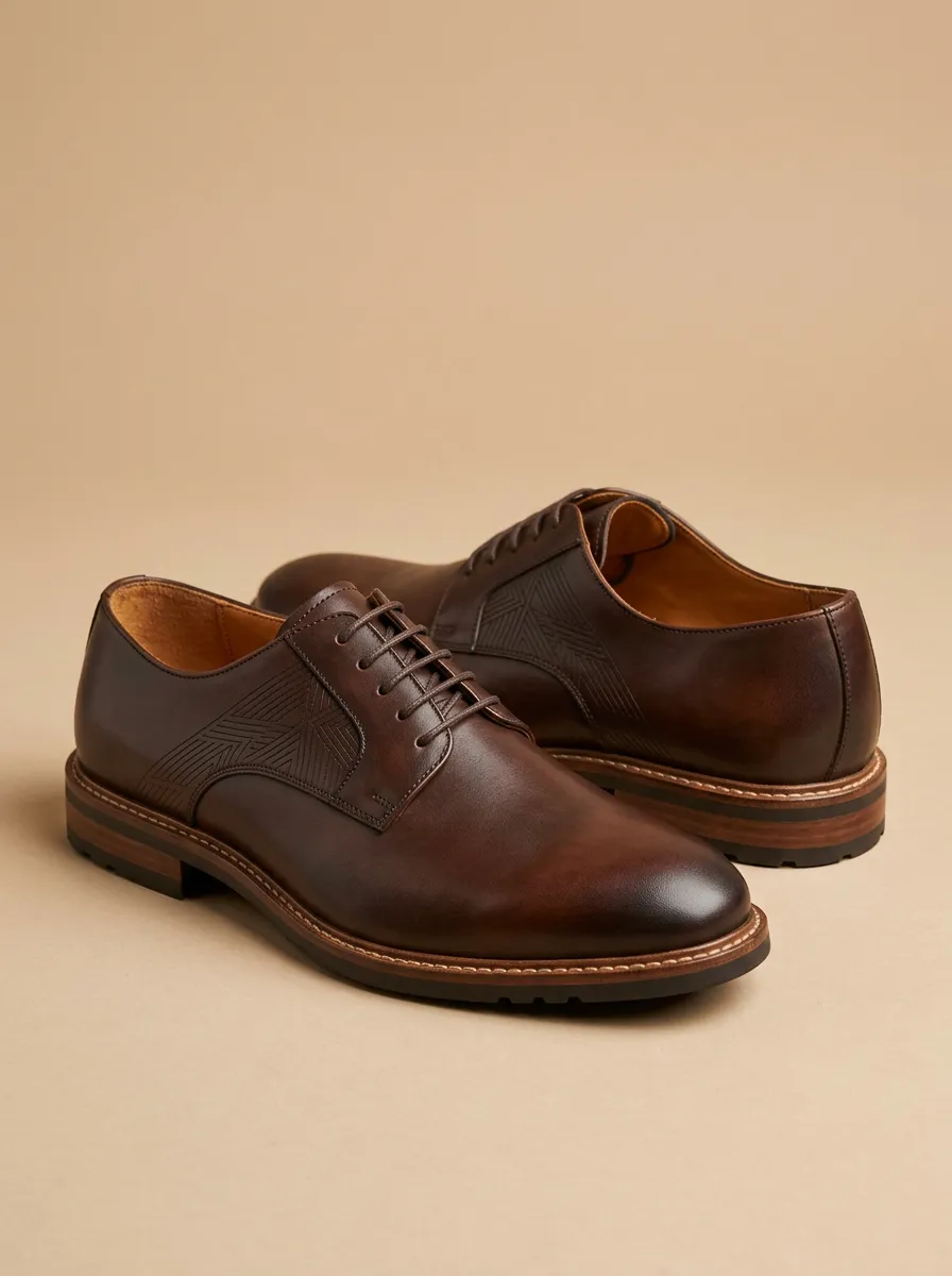 Men's Everyday Business Casual Geometric Pattern Embossed Leather Shoes