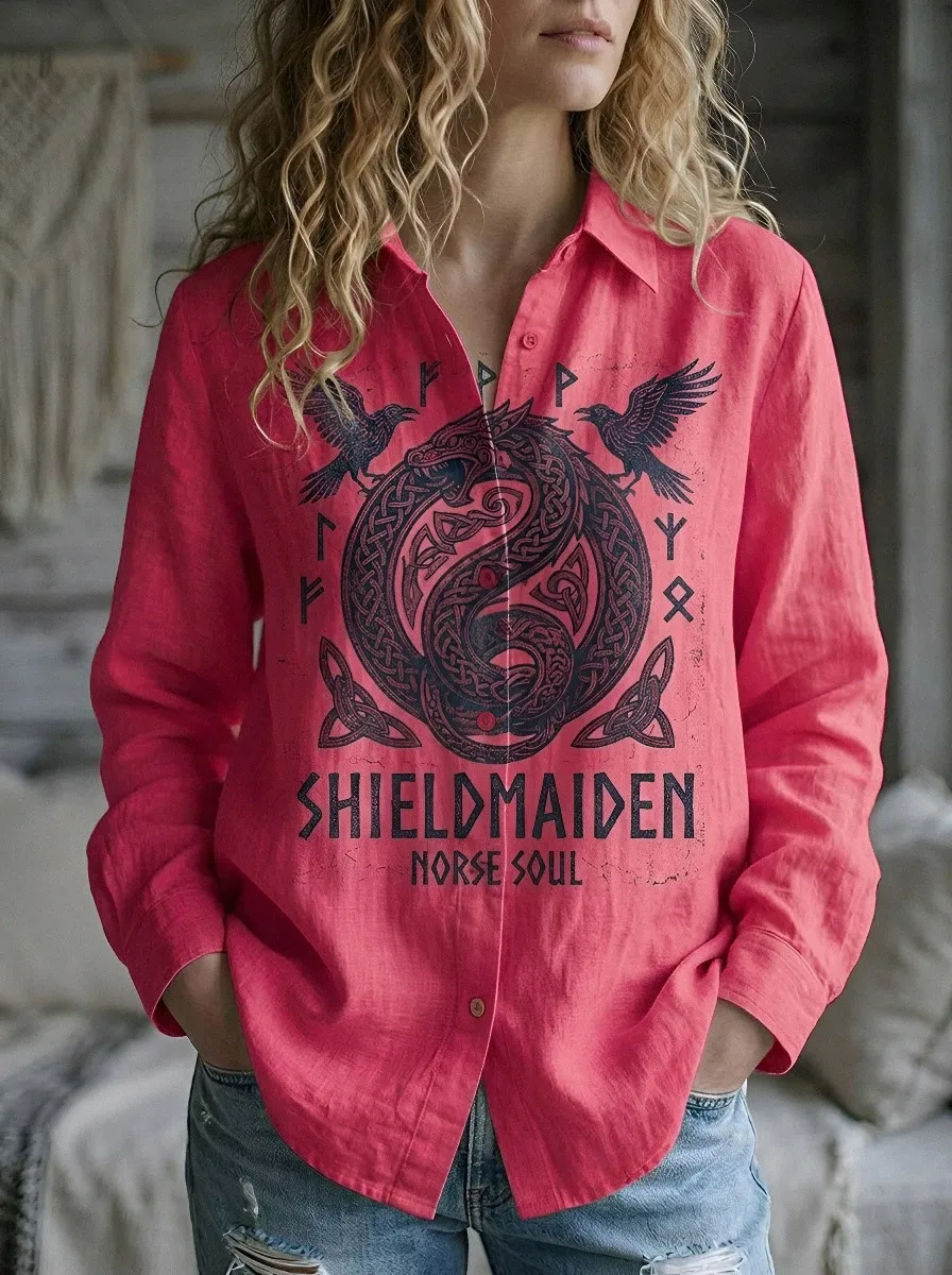 Viking Shieldmaiden Raven Casual Shirt