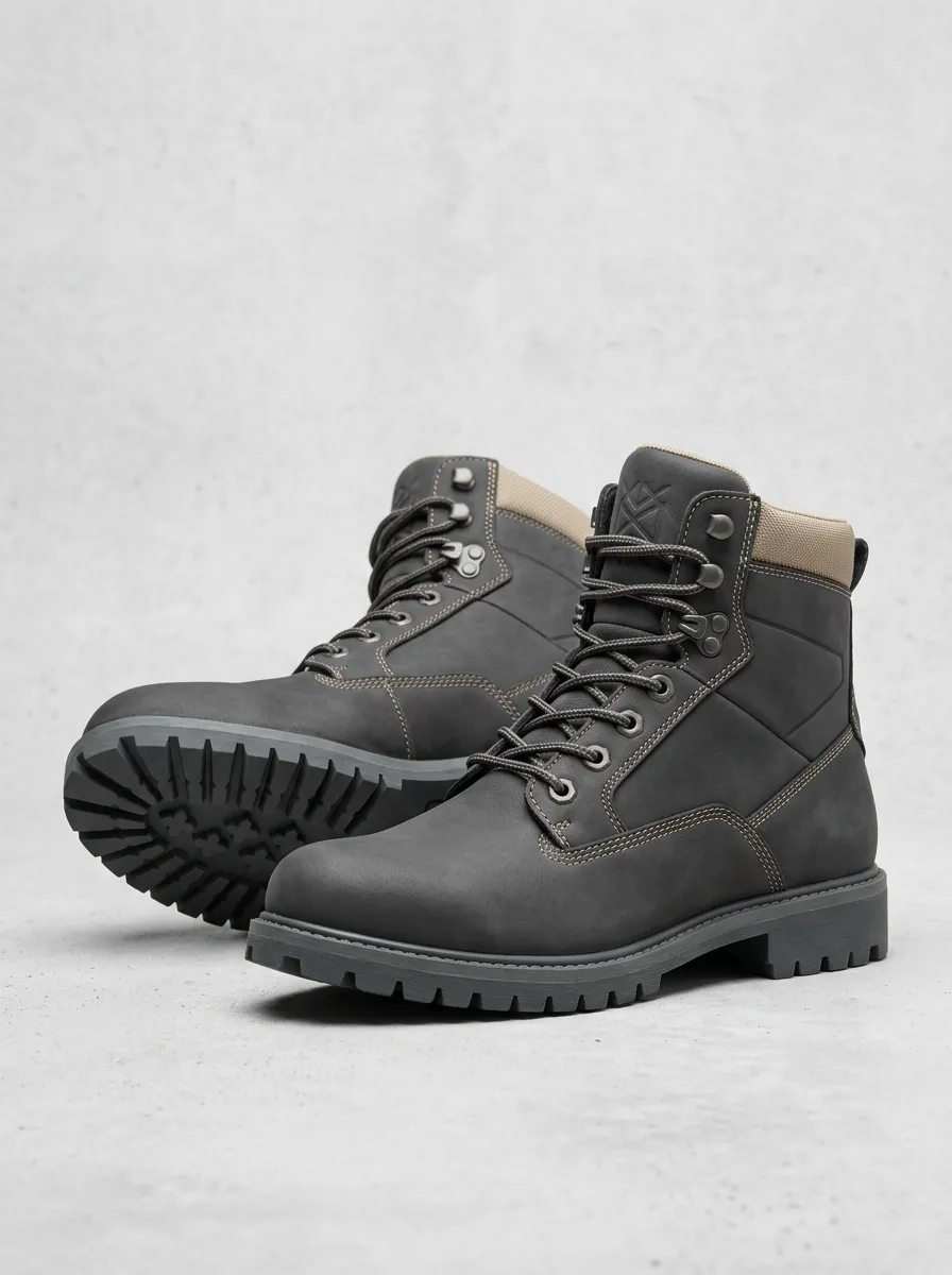 Unisex Contemporary Outdoor Tactical Leather Print Work Boots