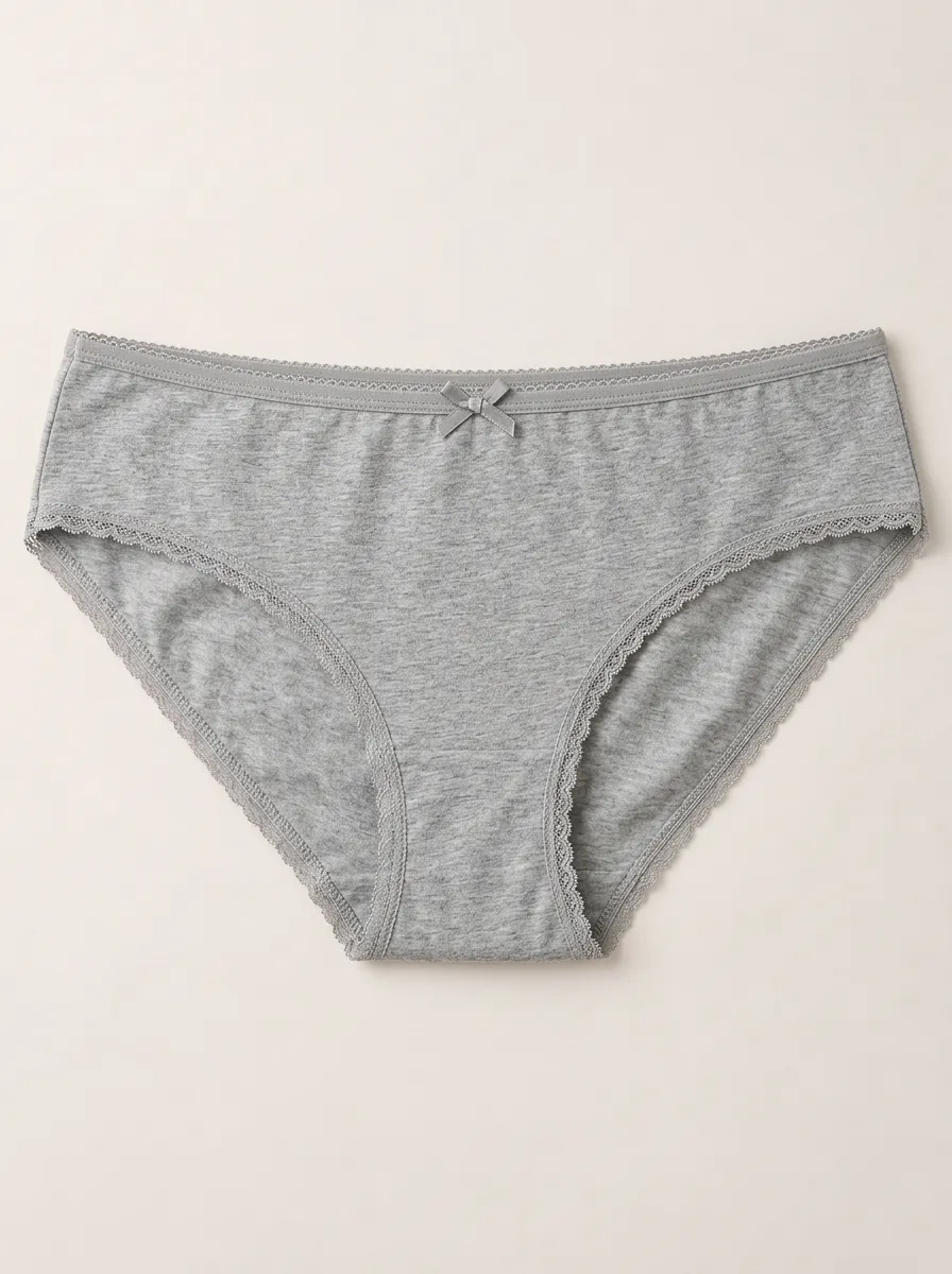 Women's Lace Trim Bow Detail Printed Panties
