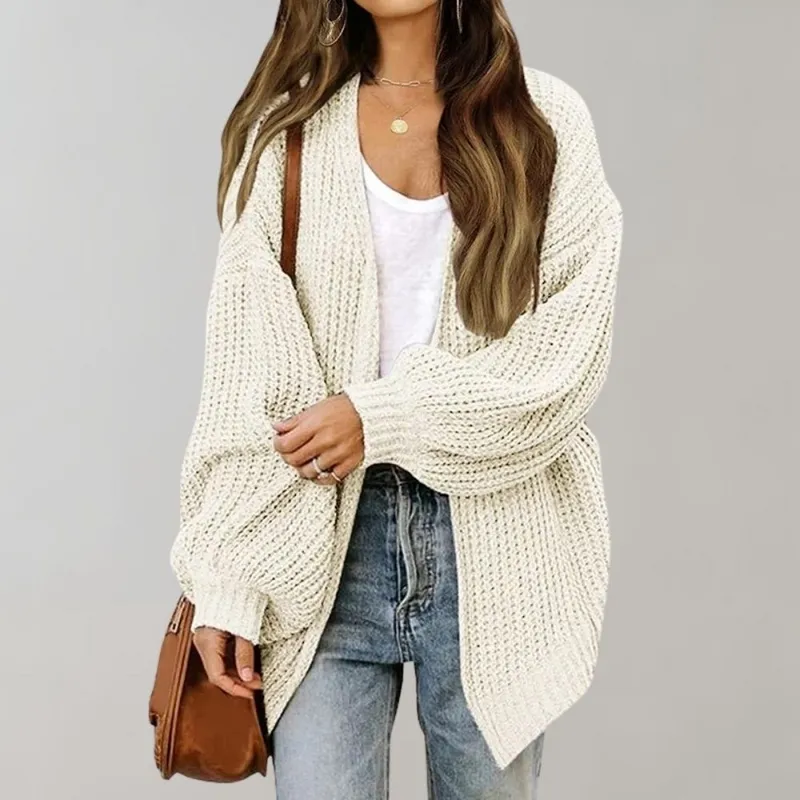 Relaxed Fit Knit Open Front Cardigan