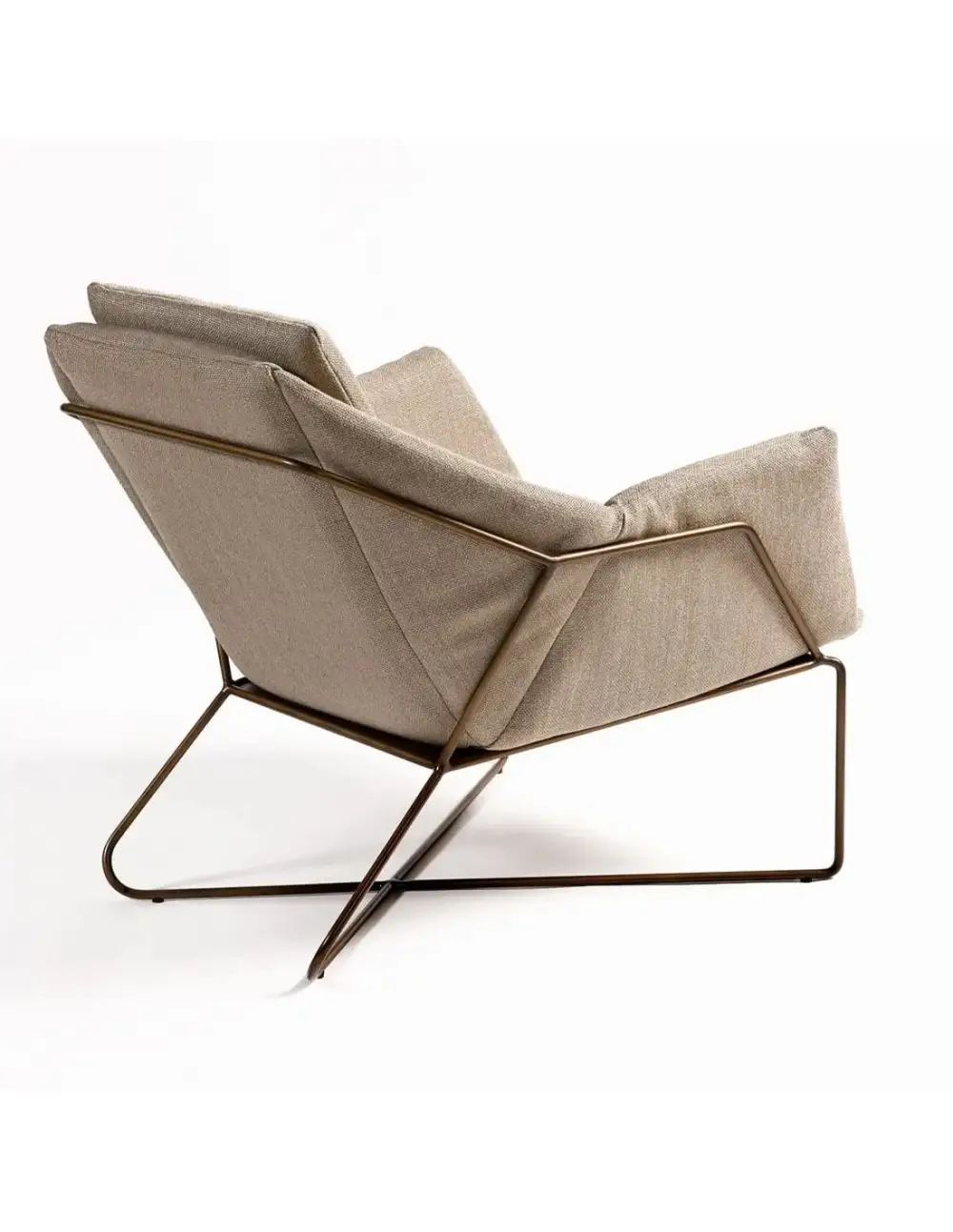 Linen Gold Metal Armchair