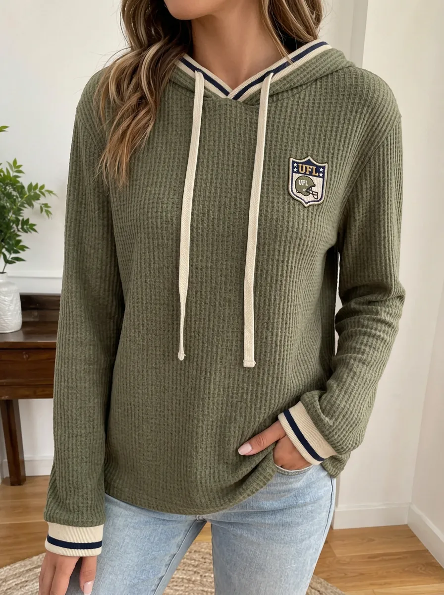 Women's UFL Football Fan Waffle Knit Printed Hoodie