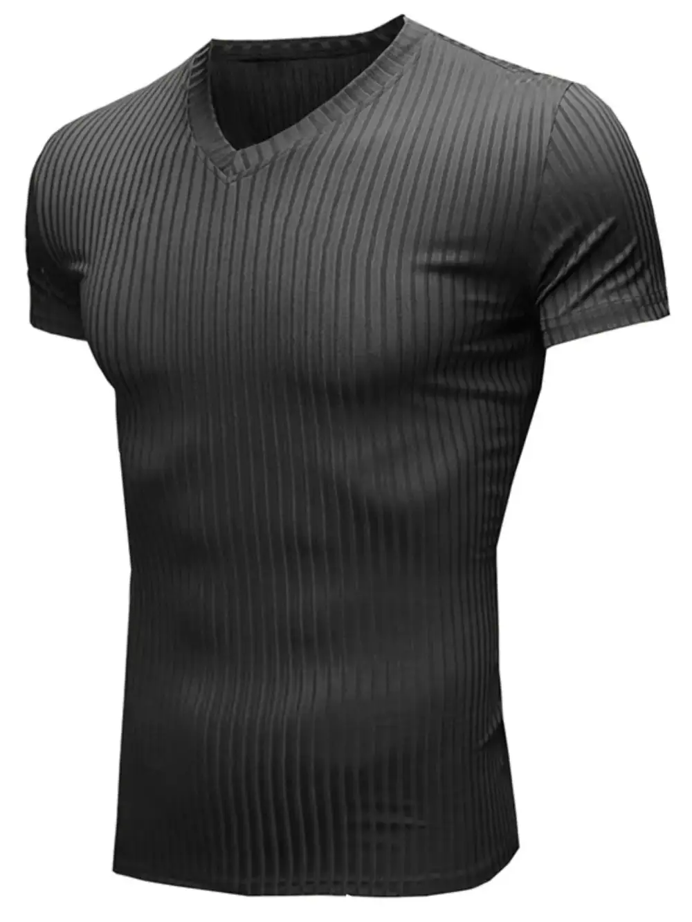 Ribbed Short Sleeve Crew Neck Tee
