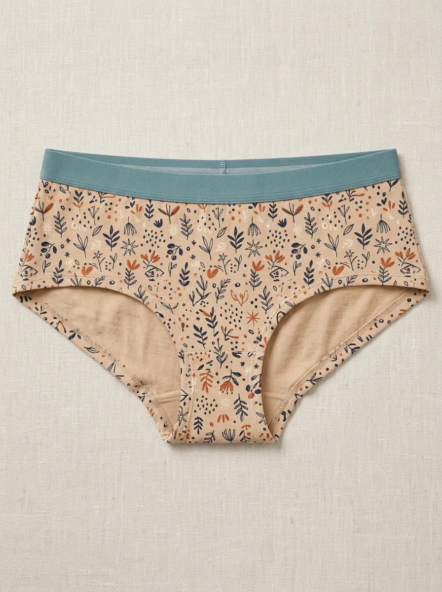 Women's Casual Panties with Botanical Floral Detail