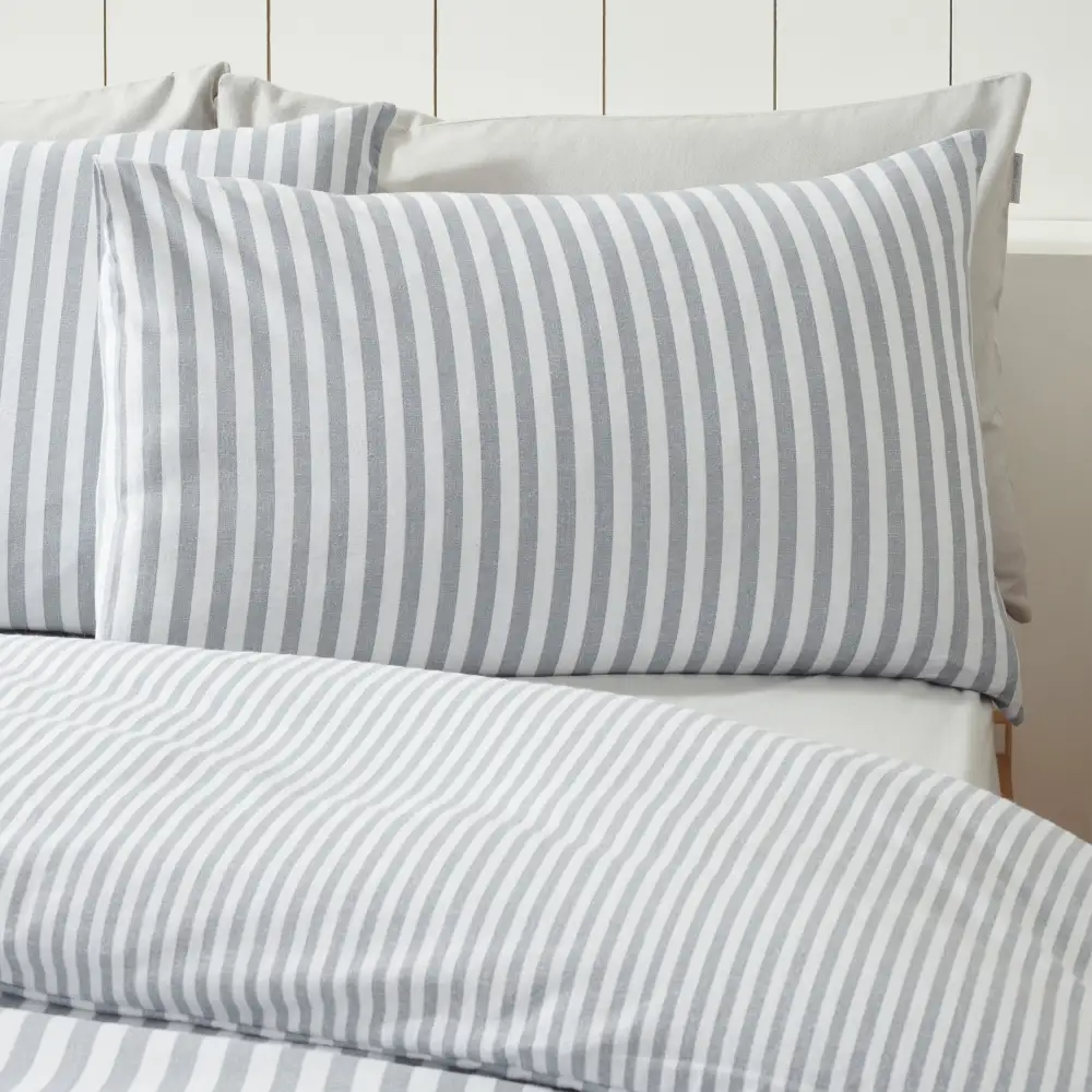 Reversible Stripe Linen Duvet Cover Set