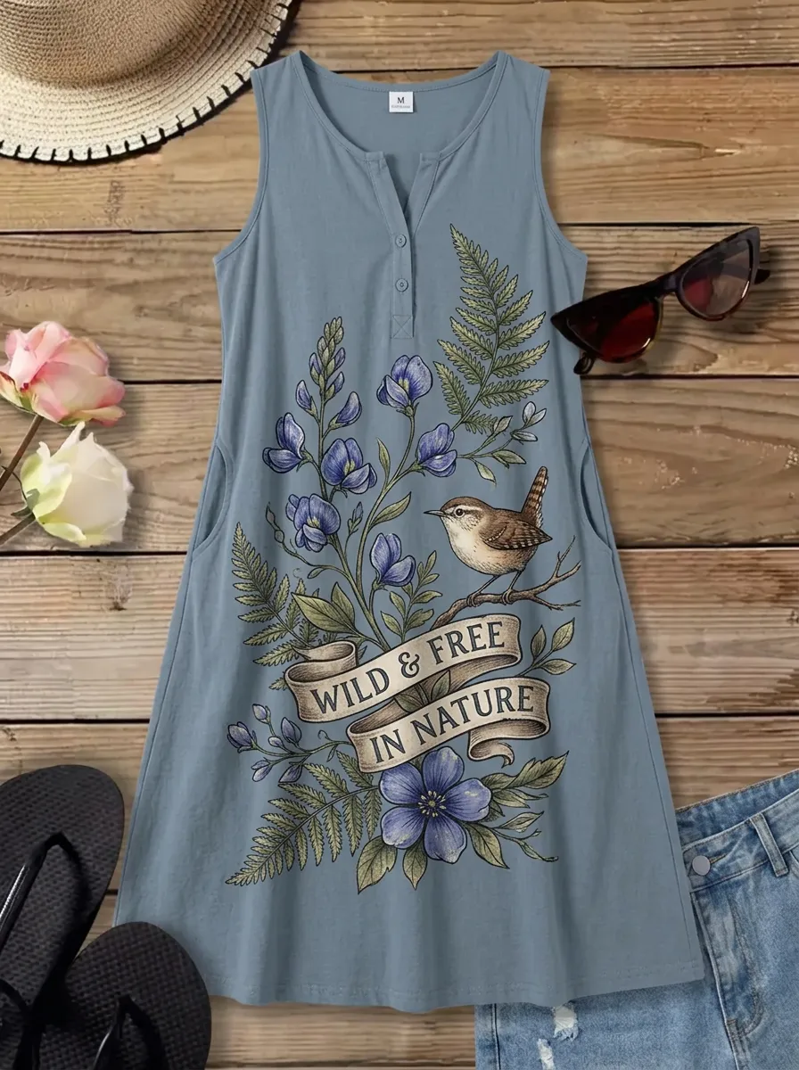 Nature Lover Bird Floral Wild And Free Tank Top