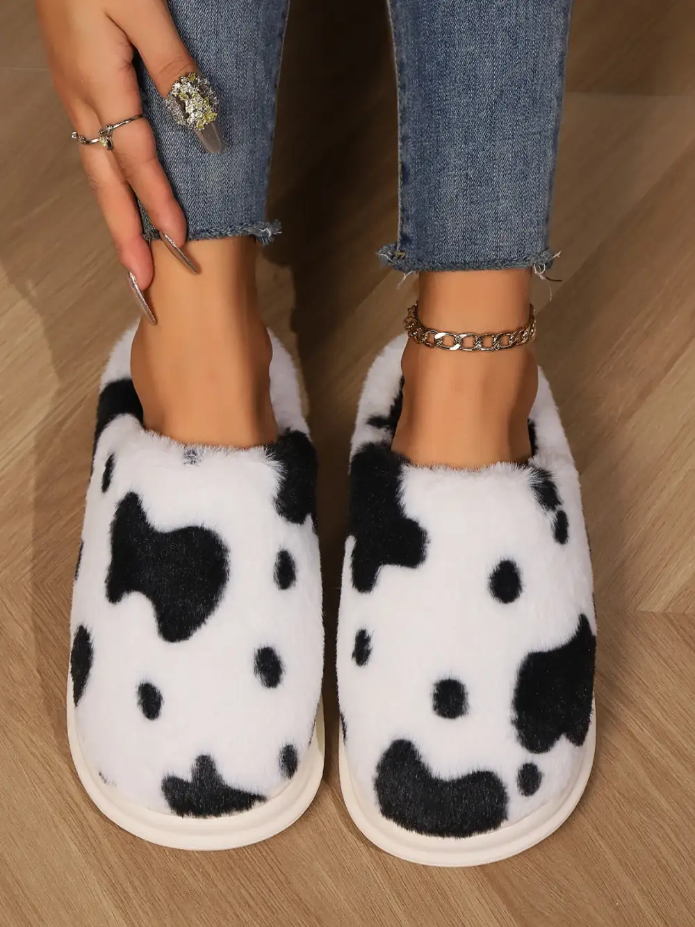 Print Faux Slippers
