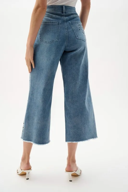 Cotton Denim Embroidered Eyelet Jeans