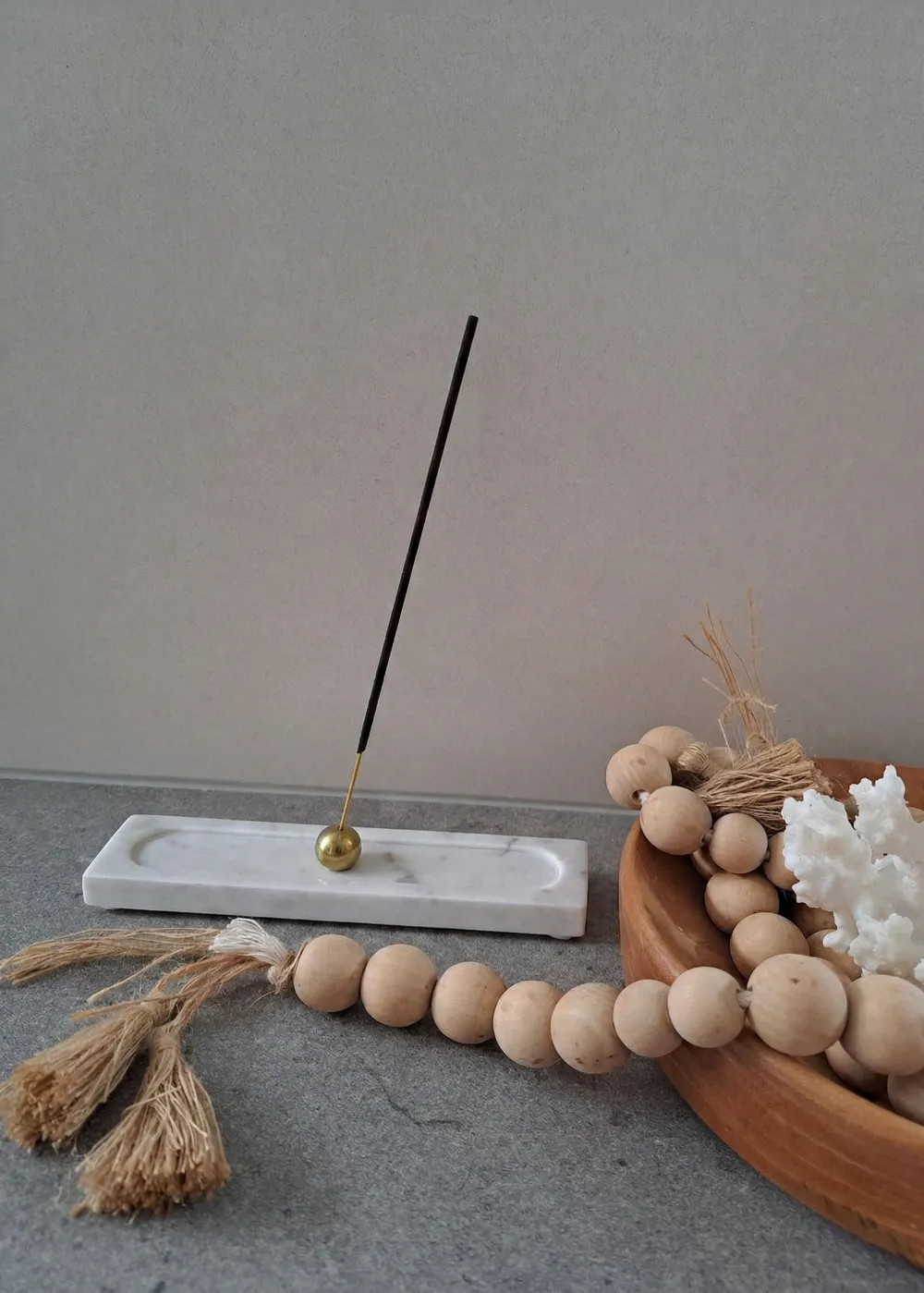 Galaxy Marble Incense Holder White