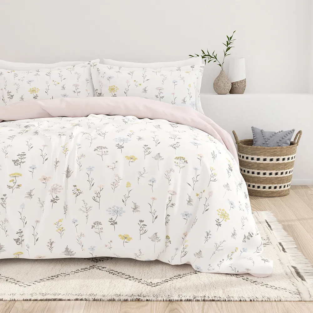 Wildflower Pattern Reversible Duvet Cover Set