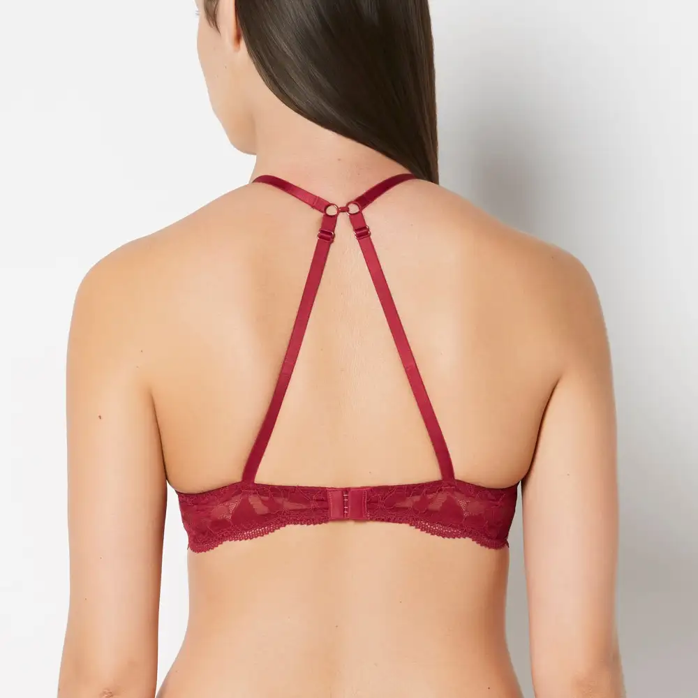 Smooth Push Up Plunge Bra With Charmed Lace Wing