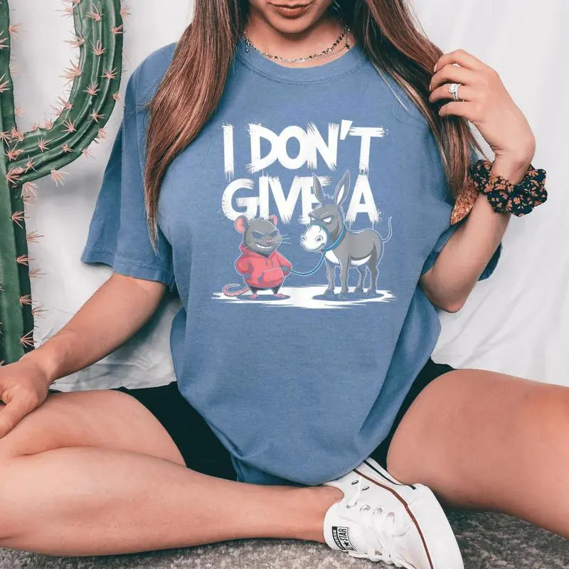 I Dont Give A Rats Donkey Mouse Rat Meme Merch Women's Oversized Comfort T-Shirt