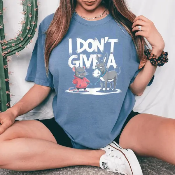 I Dont Give A Rats Donkey Mouse Rat Meme Merch Women's Oversized Comfort T-Shirt