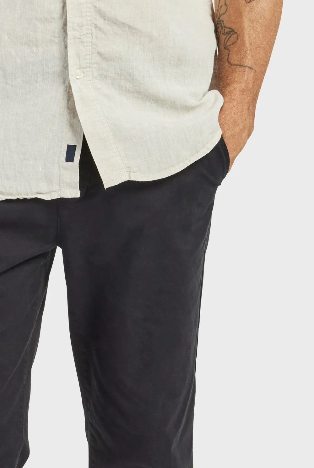 Tailored Fit Textured Cotton Casual Trousers