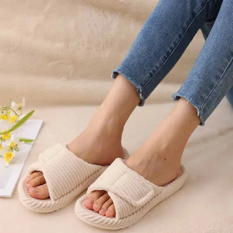 Soft Feel Open Toe House Slippers