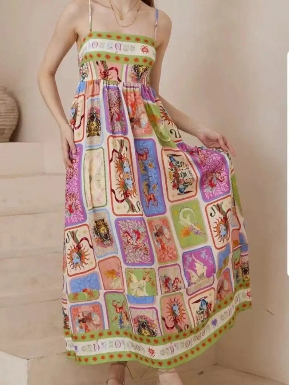 Cami Square-Neck Printed Casual Dress