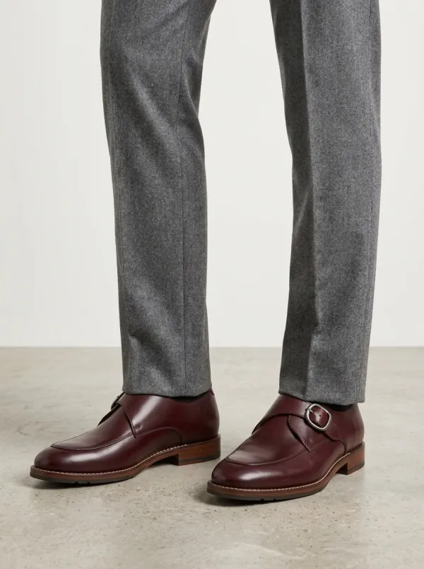 Men's Classic Leather Single Monk Strap Shoes