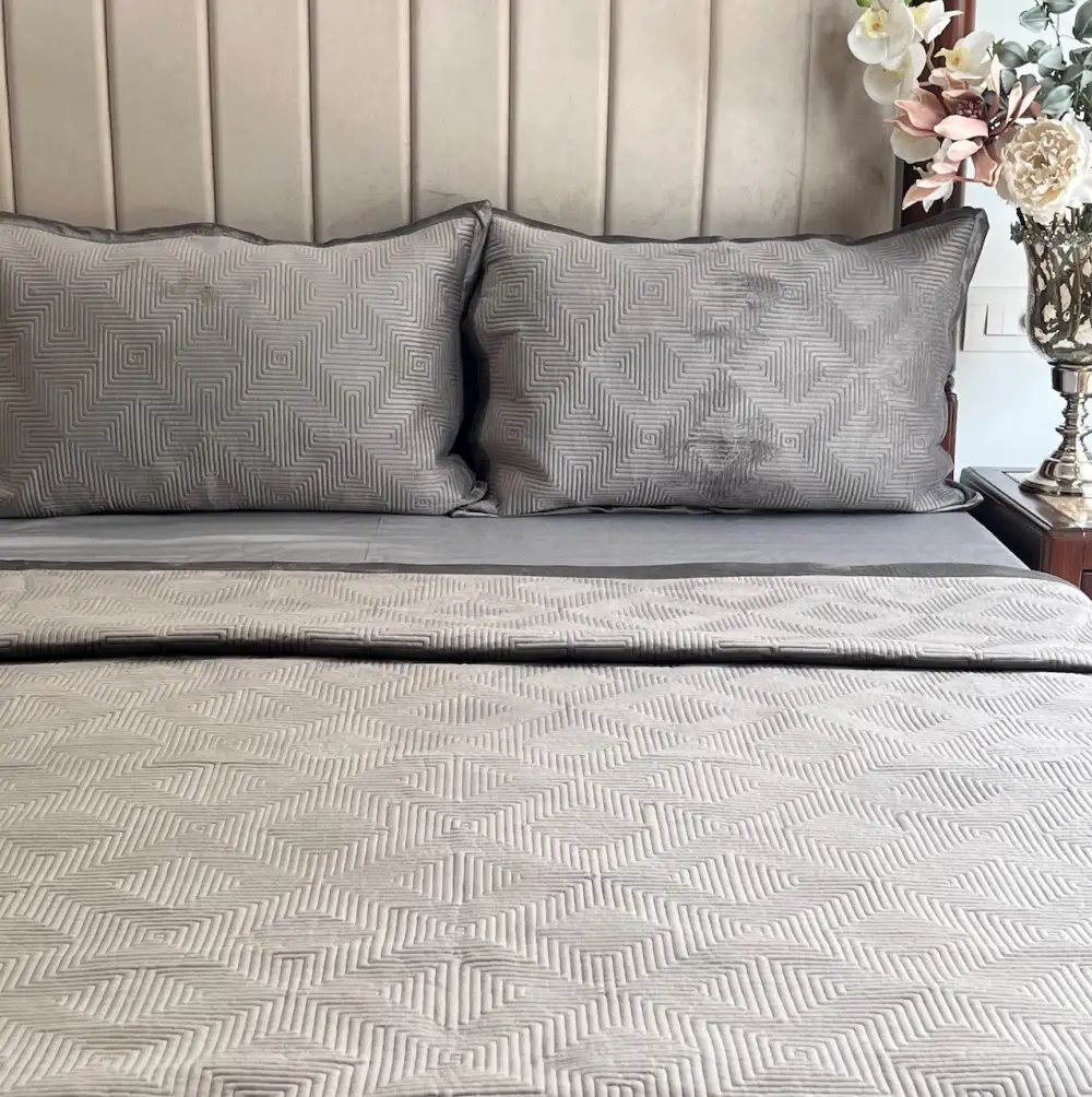 Dark Grey Velvet Bedspread