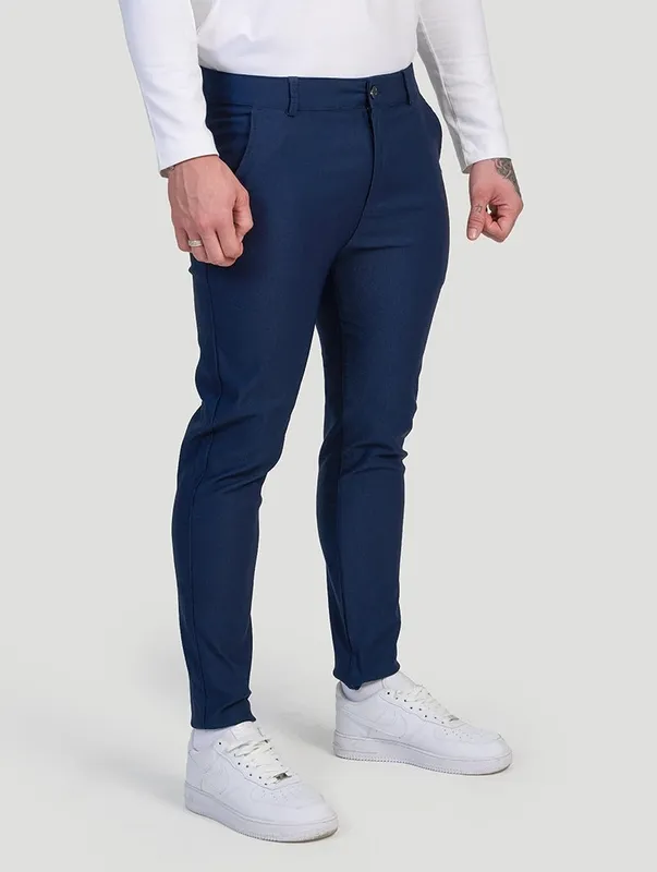 Blue Slim Fit Stretch Pants