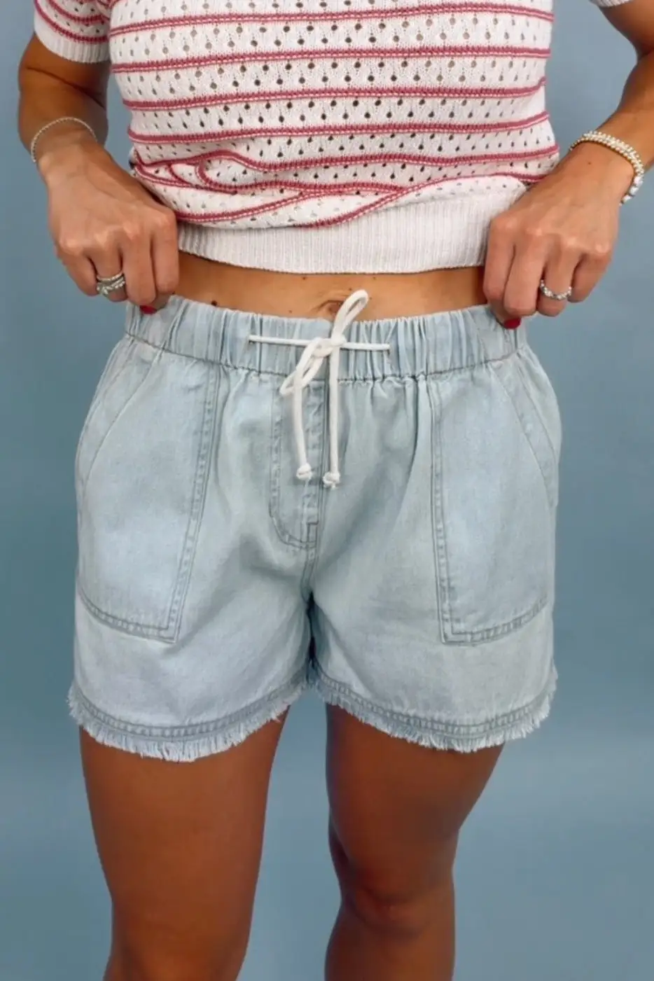 Elastic Waist Drawstring Shorts