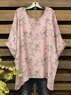 Bird Nature Oversized Women's Loose Printed T-Shirt