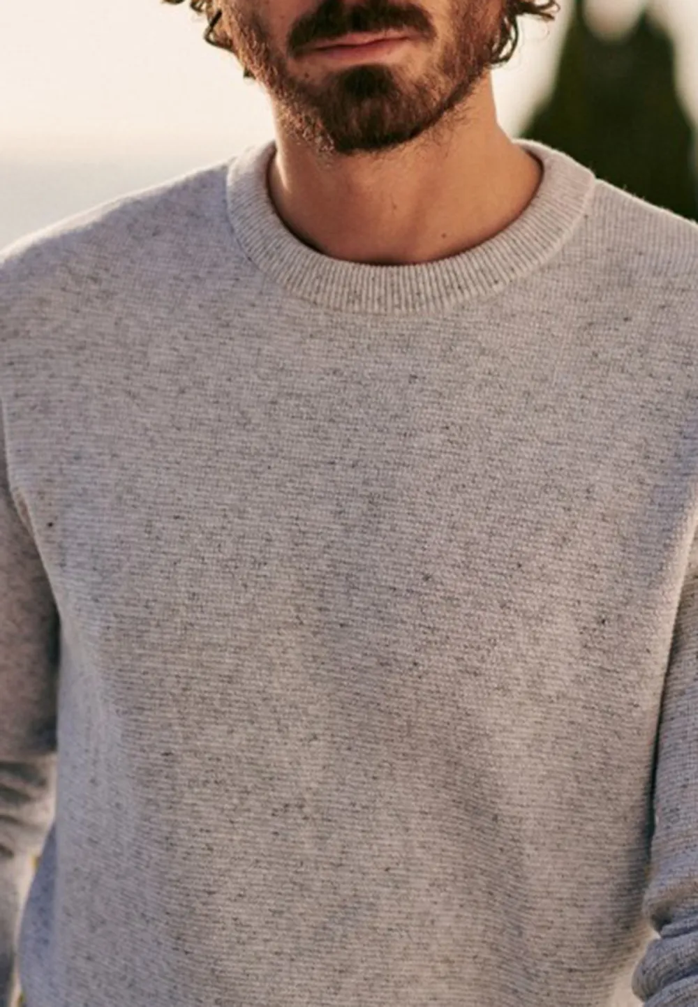 Light Grey Marled Knit Crew Neck Sweater