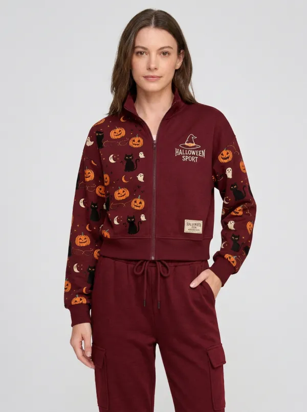 Women's Halloween Pumpkin Cat Ghost Printed Sportswear Set
