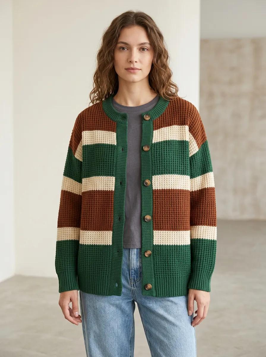 Weekend Rugby Striped Knit Cardigan