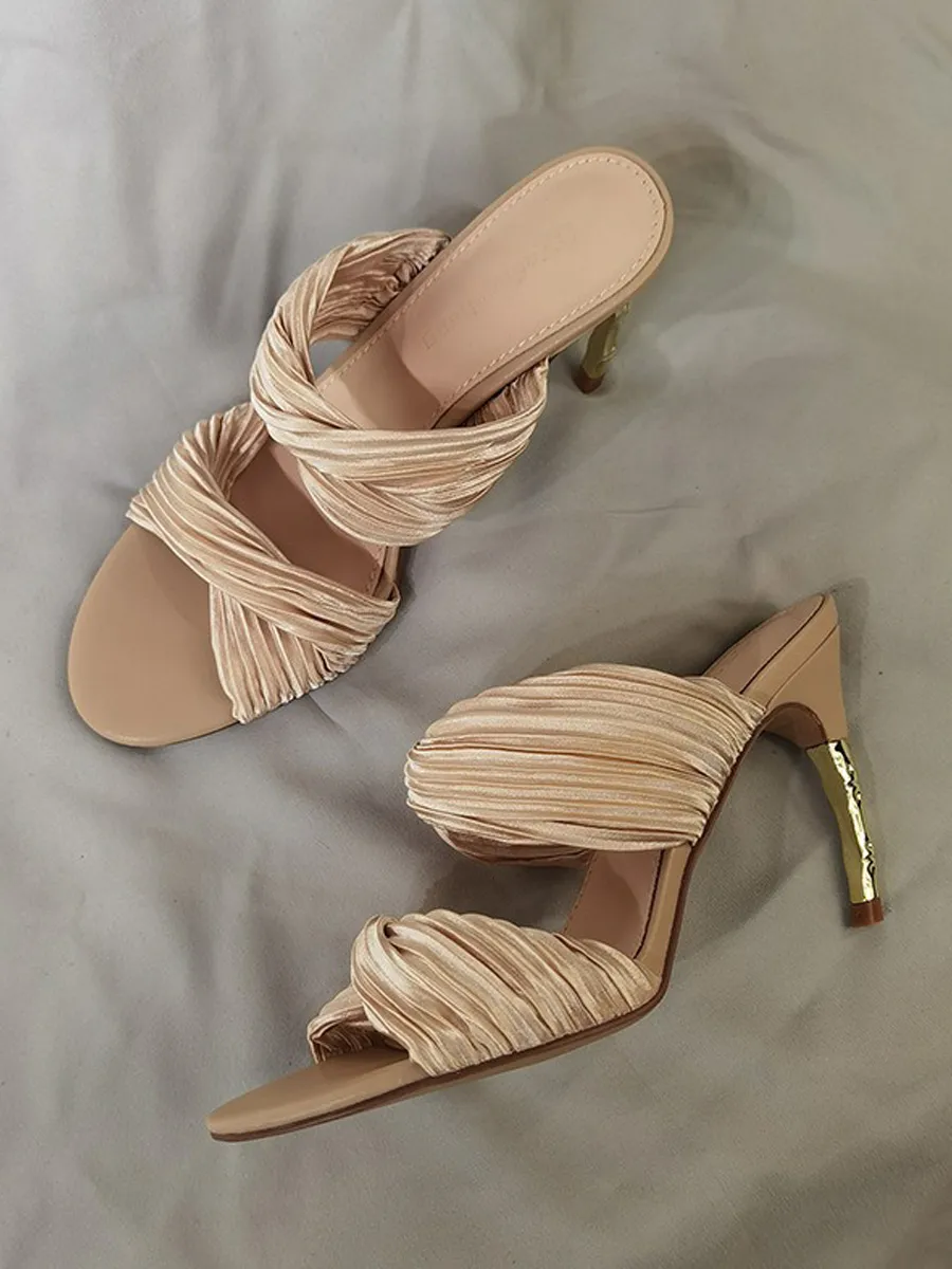 Rose Ruched High-Heeled Sandals