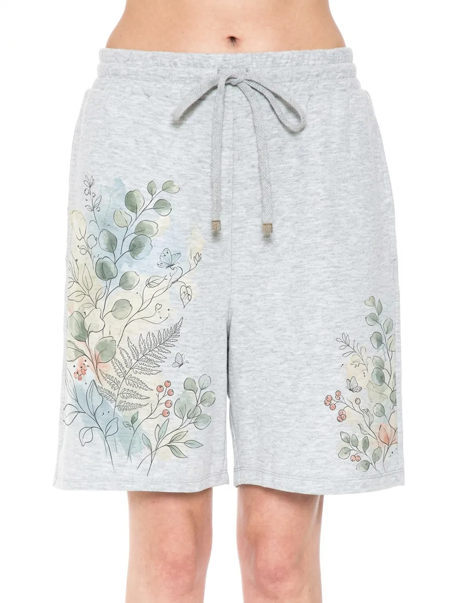Women's Botanical Nature Lover Watercolor Floral Printed Shorts