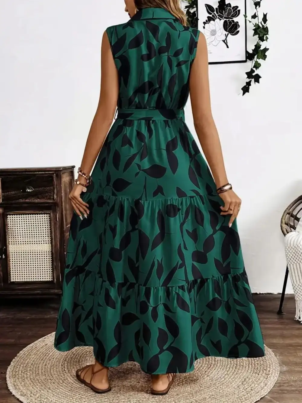Textured Tie Detail Maxi Dress