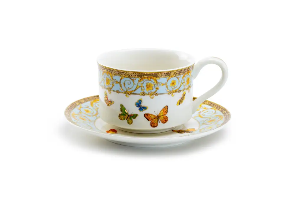 Butterflies Ornament Cup Saucer Porcelain Tea Cup And Saucer