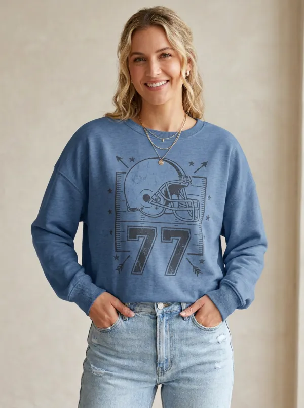 Women's Football Fan Helmet Graphic Printed Sweatshirt