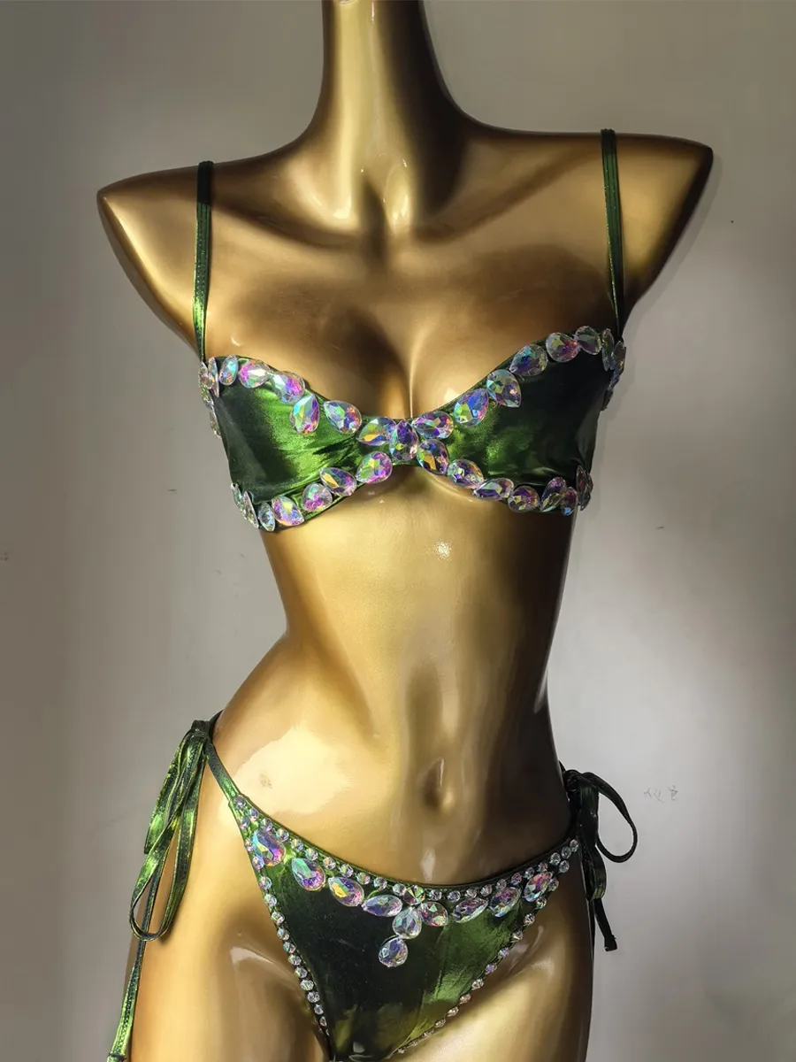 Alana Rhinestone-Embellished Satin Bikini