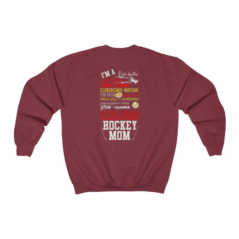 Mom Support Back Print Hockey Graphic Crewneck Sweatshirt