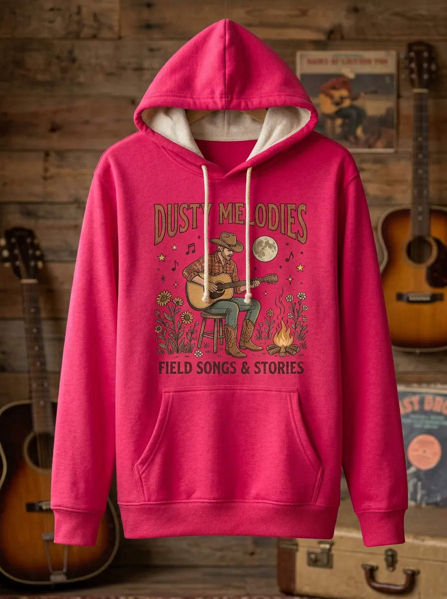 Acoustic Country Music Cowboy Guitar Campfire Pullover Hoodie