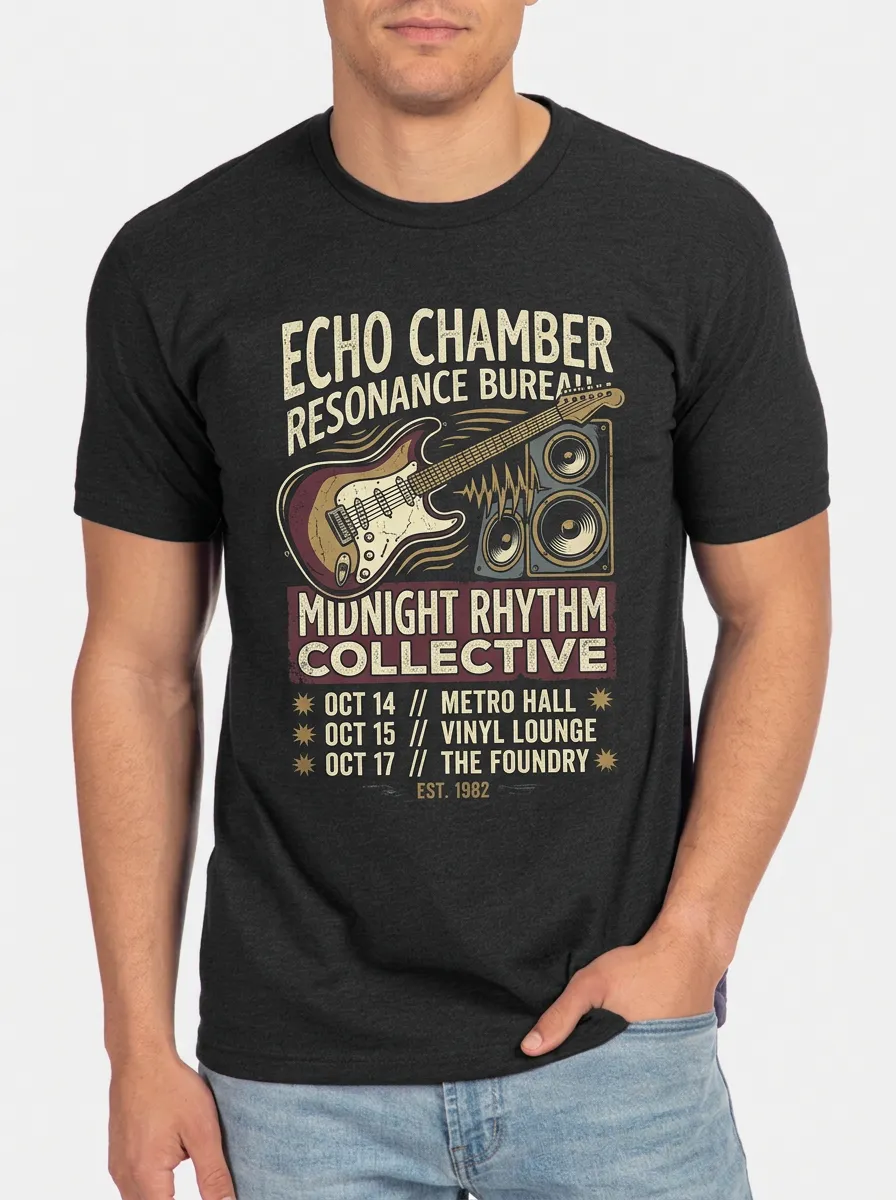 Men's Rock Band Guitar Speaker Graphic Printed T-shirt