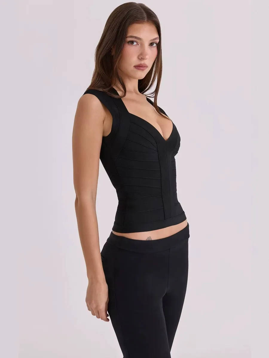 Alana Bandage Vest Top In Black