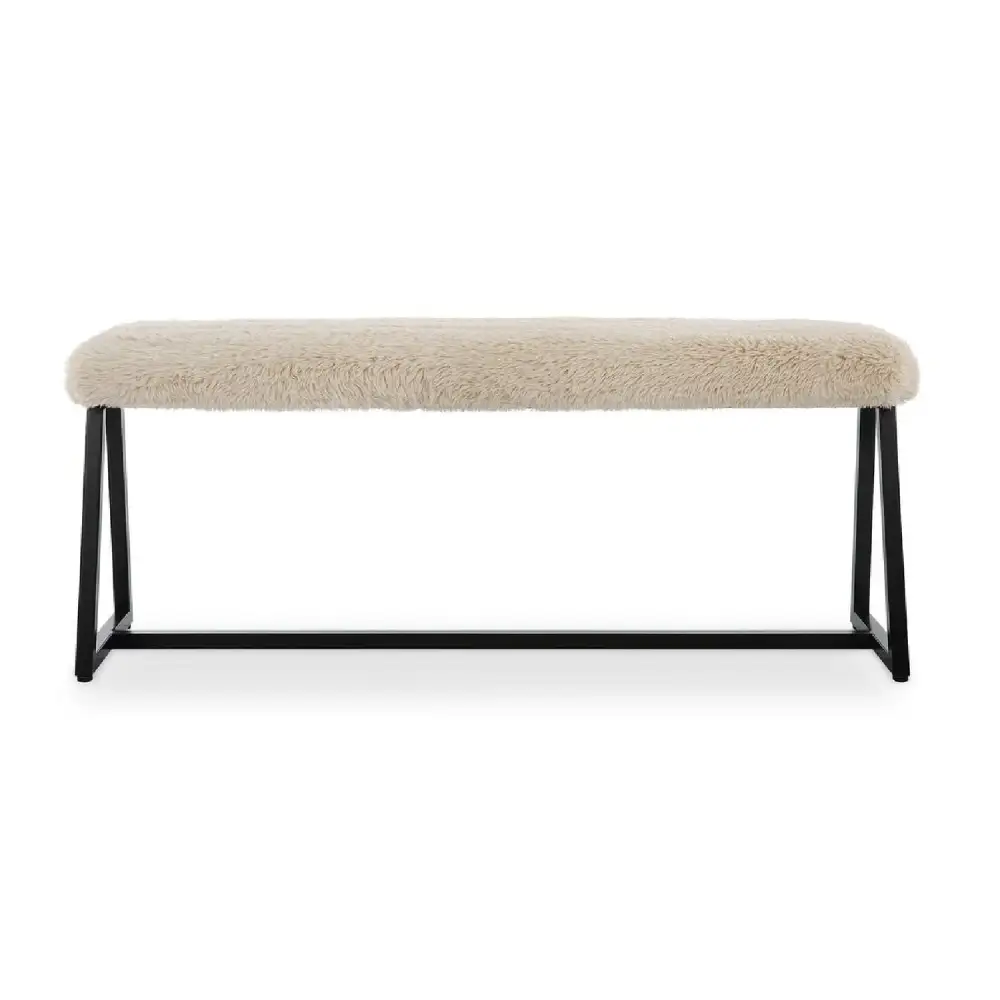 Modern Sheepskin Accent Bench