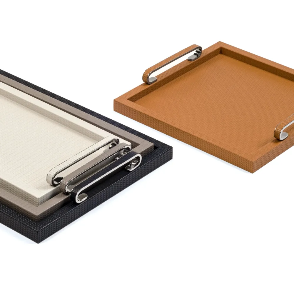 Leather Covered Wooden Tray