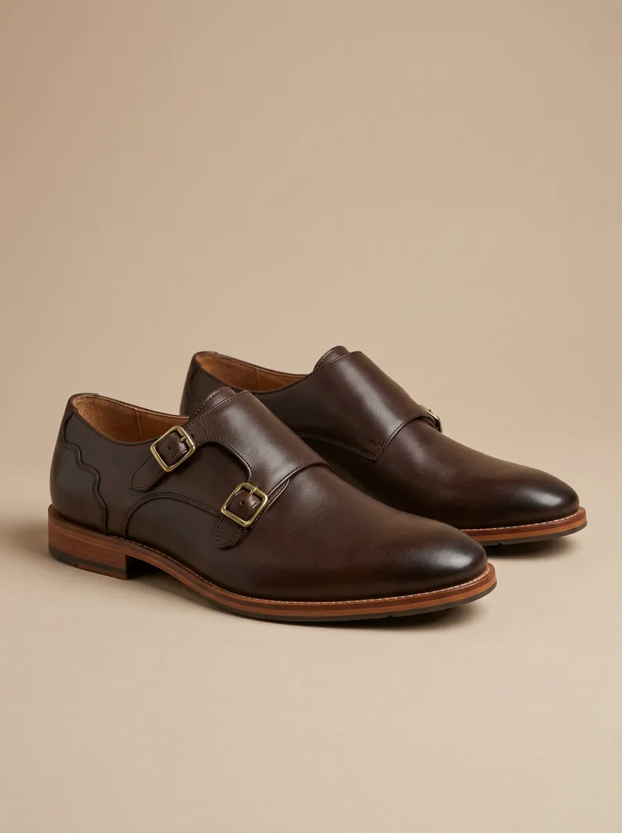 Men's Distinctive Classic Business Leather Double Monk Strap Shoes