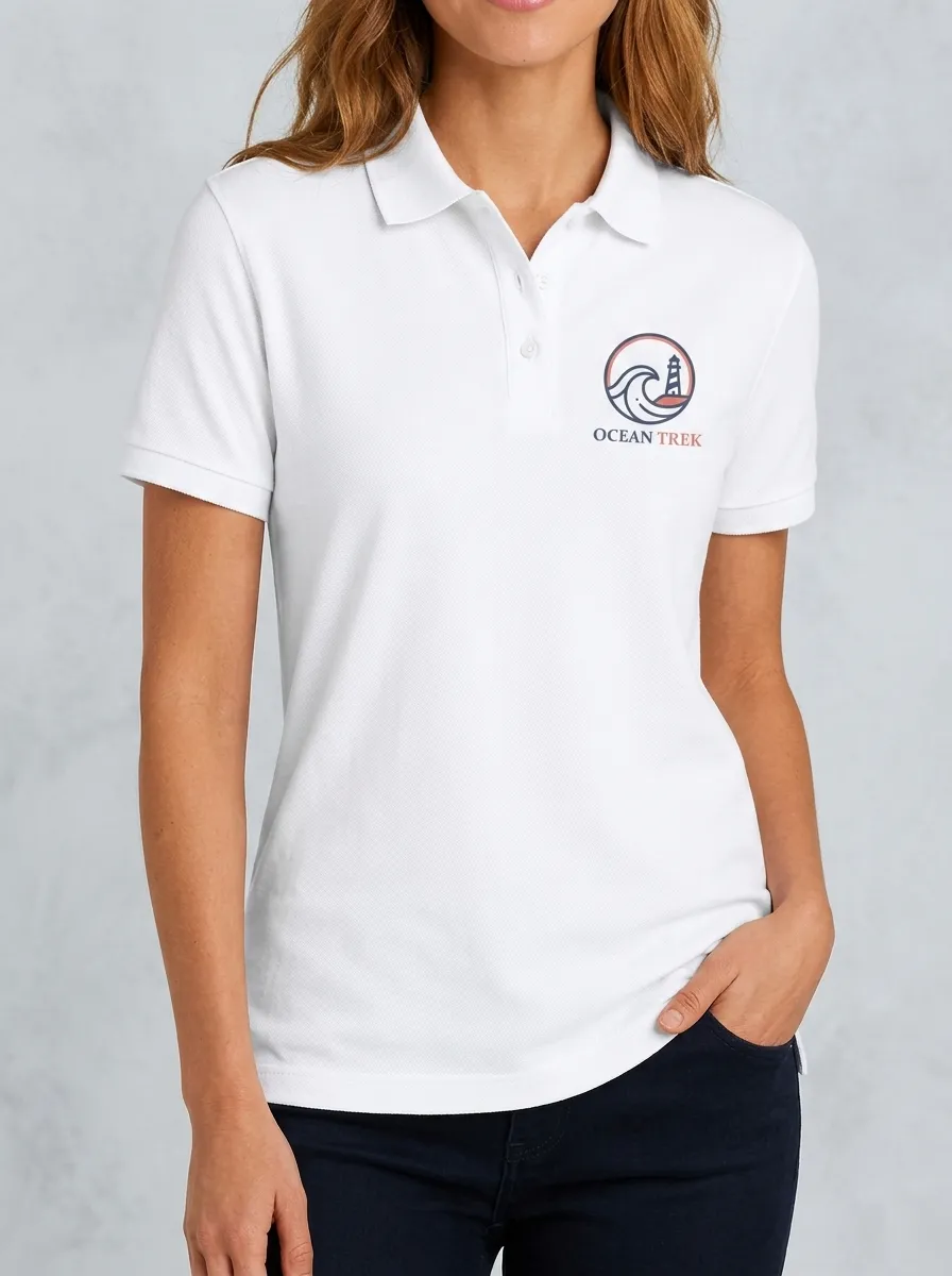 Women's Ocean  Lighthouse Wave Printed polo shirt