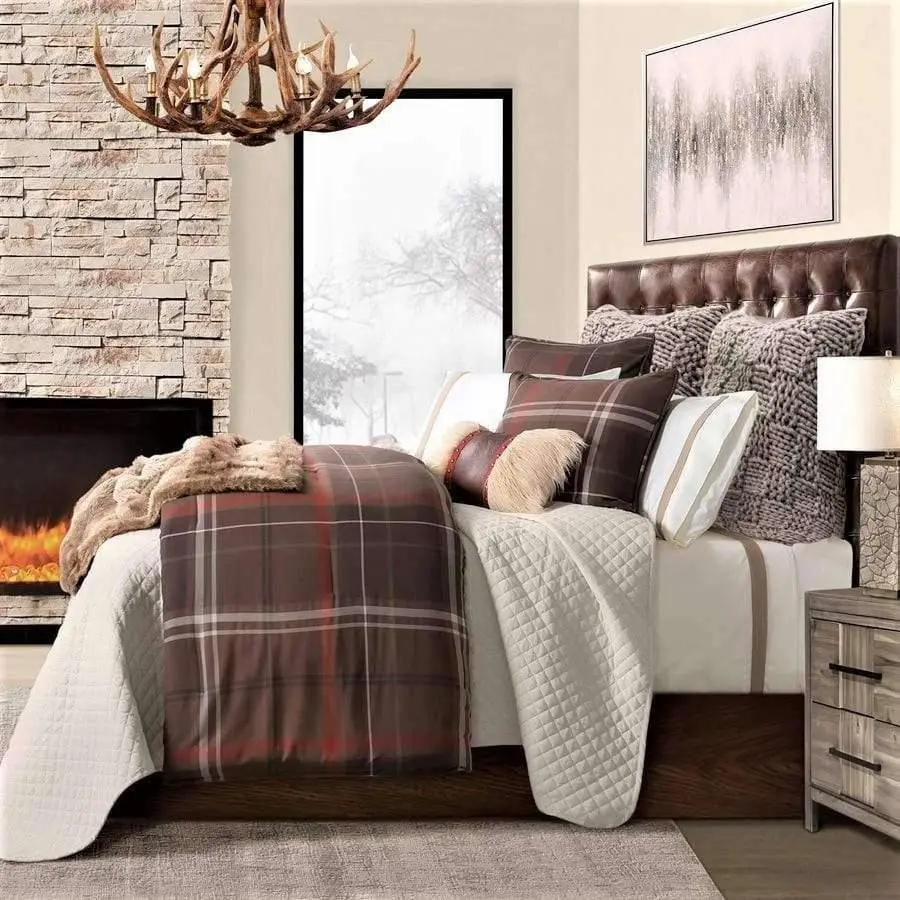 Plaid Pine Motif Bedding Set