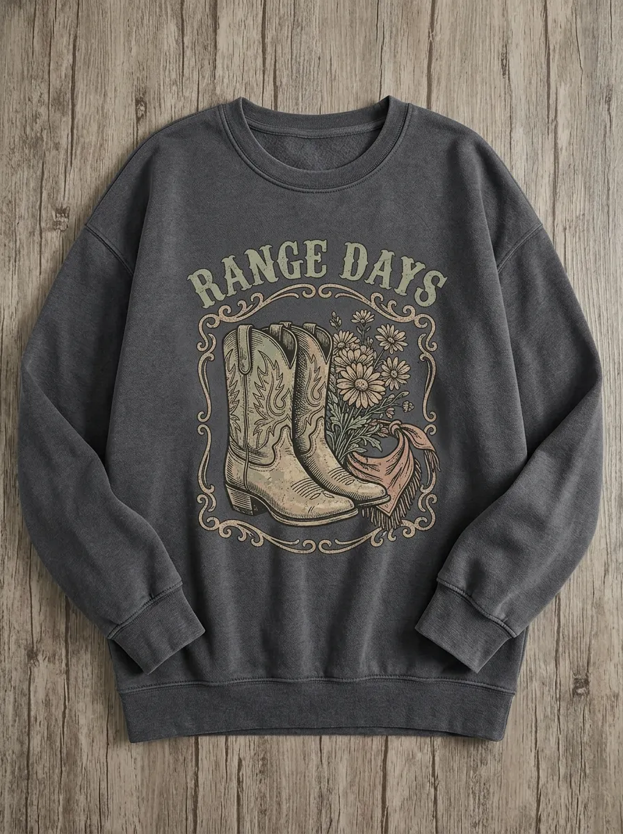 Everyday Floral Women's Western Crew Neck Sweatshirt
