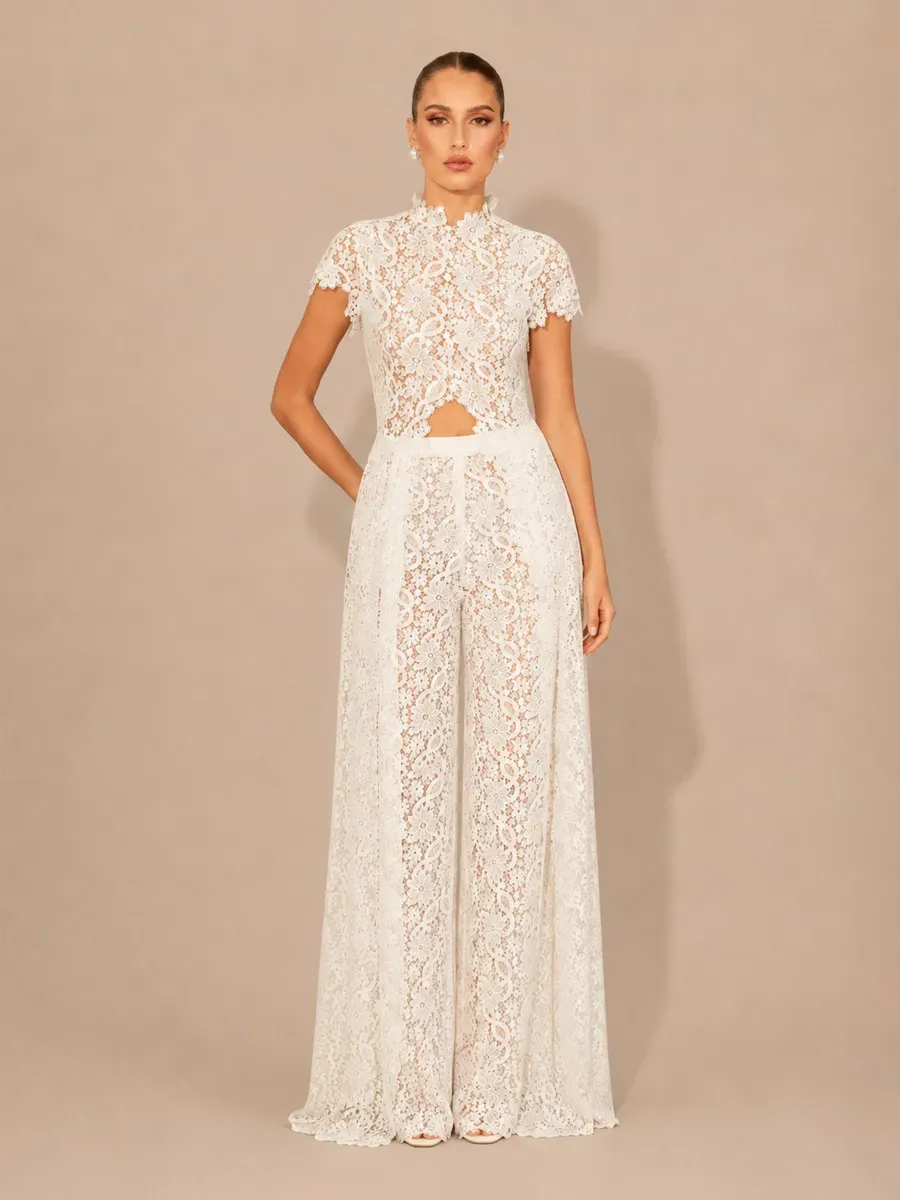 Pandora Lace-Panel Top and Trousers Set