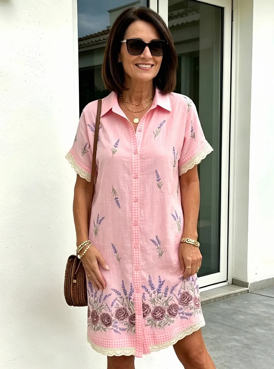 Women's Summer Vacation Floral Embroidered Printed Midi Dress